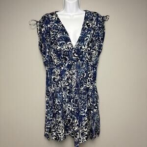 Lauren Ralph Lauren Blue Abstract Cotton Beach Cover Up (no size)